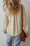 Catherine Embroidered Notched Long Sleeve Blouse