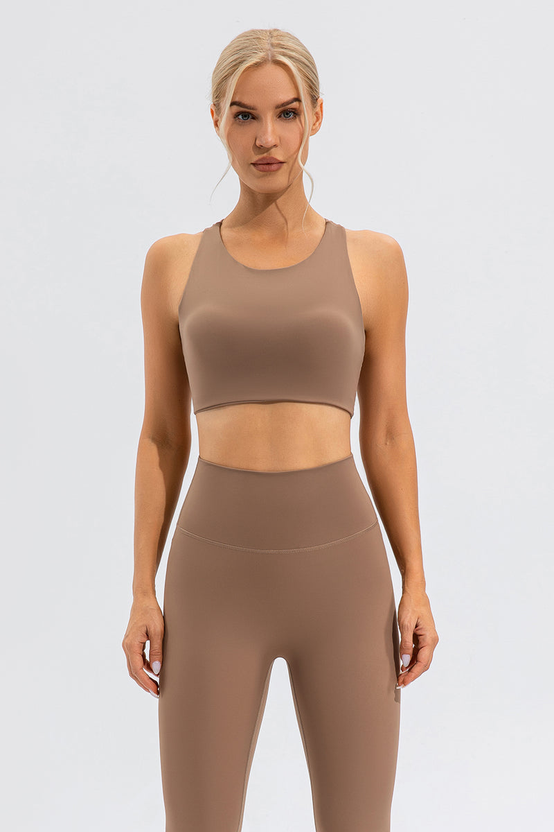 Thalia Round Neck Cutout Cropped Active Tank