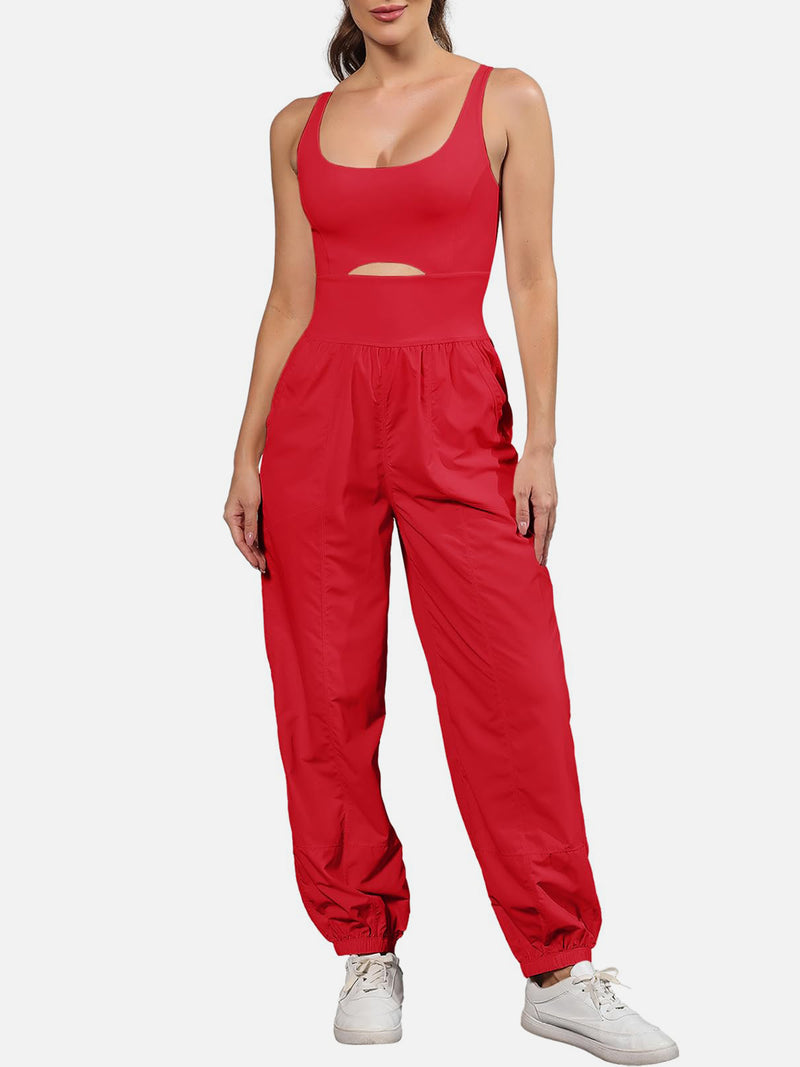 Amari Cutout Scoop Neck Wide Strap Jumpsuit