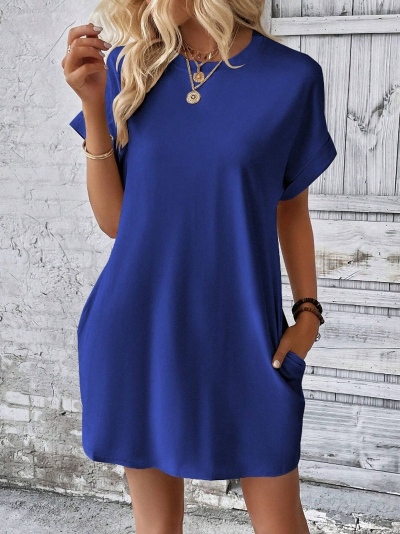 Evelynn Pocketed Round Neck Short Sleeve Dress