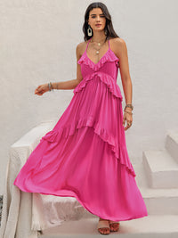 Lottie Ruffled Halter Neck Sleeveless Maxi Dress