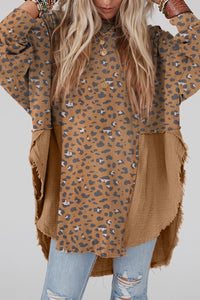 Rayna Textured Leopard Dropped Shoulder Blouse