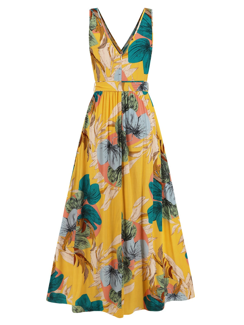 Ariyah Slit Tied Printed Surplice Dress