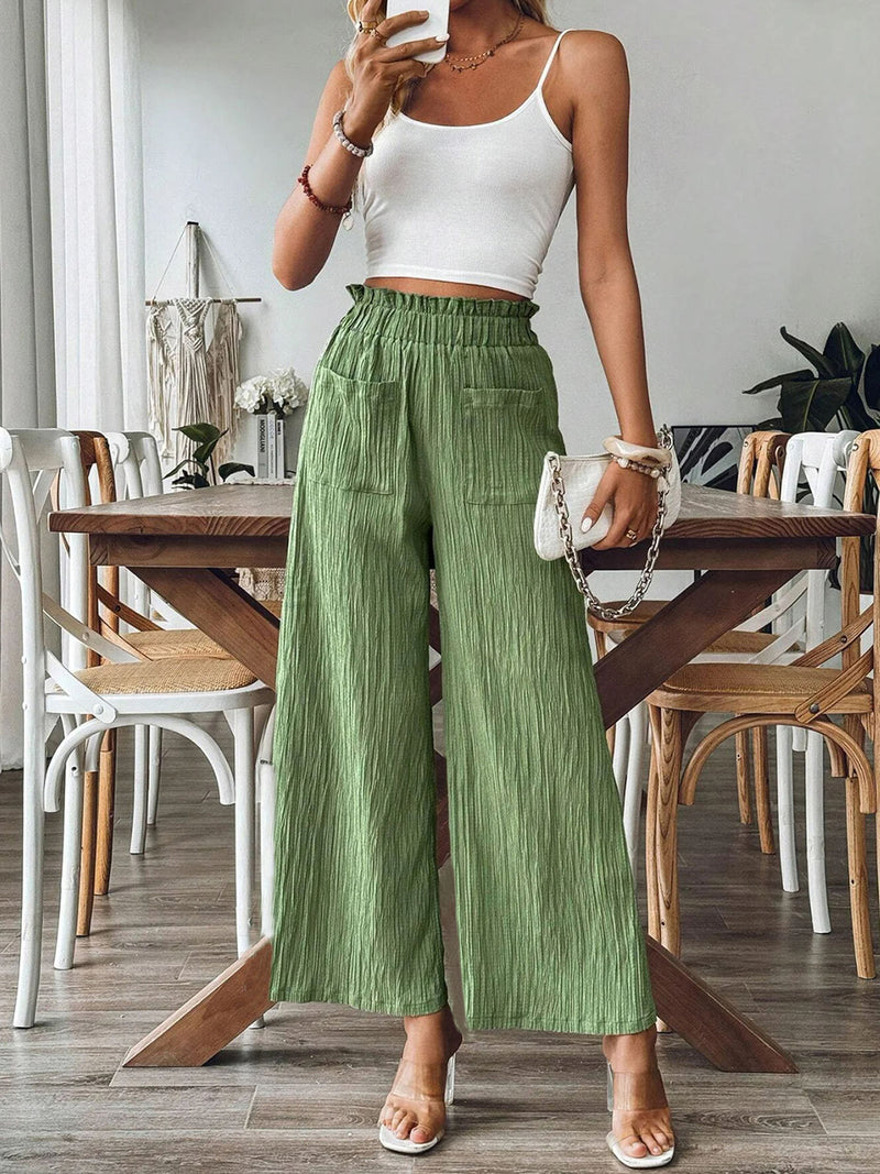 Kairi Pocketed Elastic Waist Wide Leg Pants