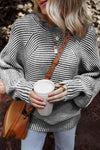 Remington Textured Striped Round Neck Long Sleeve Top