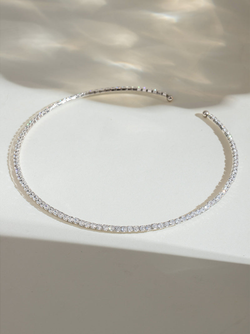 Soleil Stainless Steel Inlaid Zircon Necklace