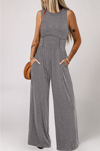 Wynter Round Neck Sleeveless Jumpsuit with Pockets