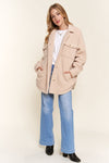 Mavis Teddy Sherpa Button Down Curved Hem Shacket