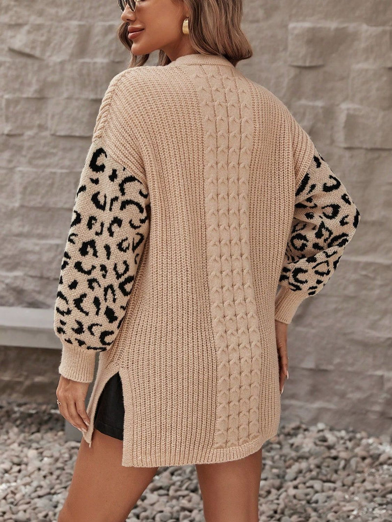 Paris Pocketed Leopard Open Front Cardigan