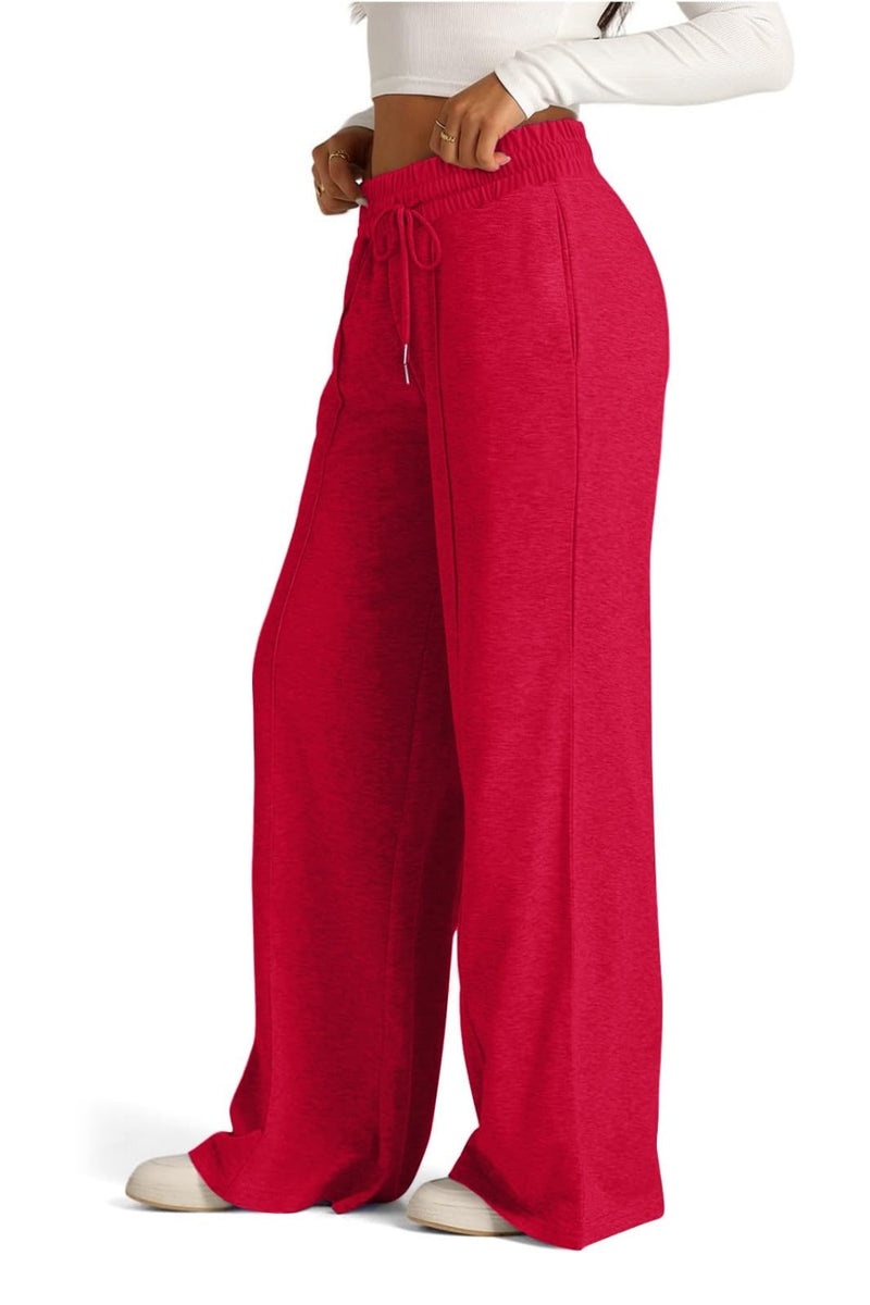 Scarlet Drawstring Elastic Waist Wide Leg Pants