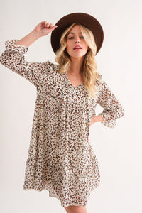 Lana Leopard Ruffle Hem Woven Mini Dress