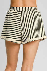 Faith Elastic Waist Striped Shorts with Pockets