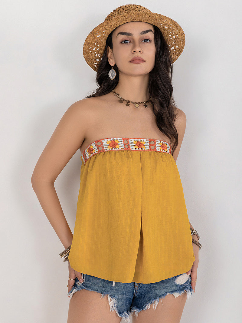 Yasmin Embroidered Tube Sleeveless Top