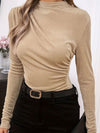 Shelby Ruched Mock Neck Long Sleeve T-Shirt