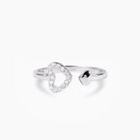 Khaleesi 925 Sterling Silver Inlaid Zircon Heart Open Ring
