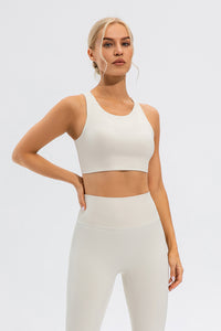 Thalia Round Neck Cutout Cropped Active Tank