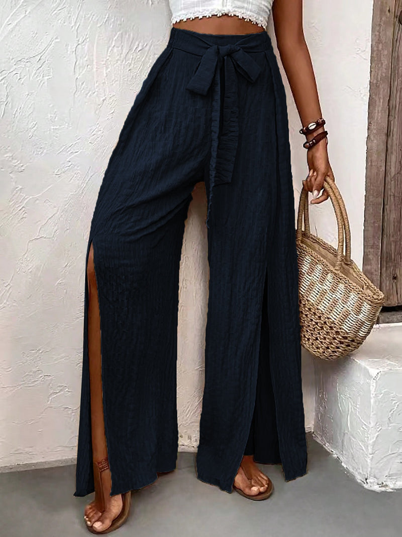 Janiyah Tied Slit Wide Leg Pants