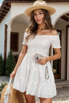 Naya Smocked Off-Shoulder Short Sleeve Mini Dress