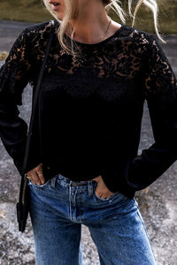 Mariah Lace Round Neck Long Sleeve Blouse