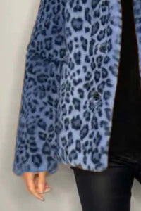 Nyomi Leopard Furry Collared Neck Long Sleeve Coat