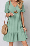 Annalise Full Size Ruched V-Neck Short Sleeve Dress