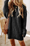 River Cable-Knit Round Neck Sweater Dress