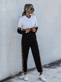 Anne Contrast Long Sleeve Hooded Top and Joggers Set