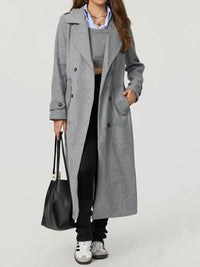 Nora Collared Neck Long Sleeve Longline Coat