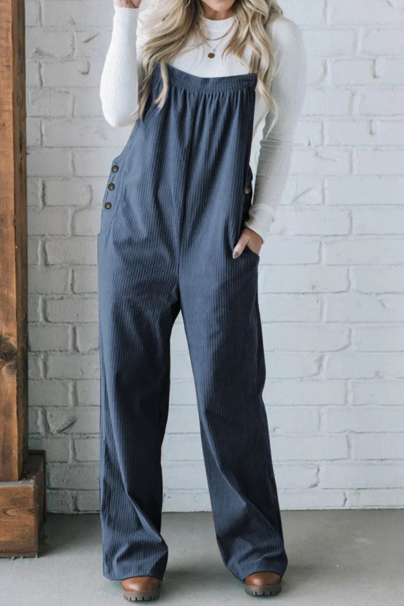 Collins Square Neck Wide Strap Overalls