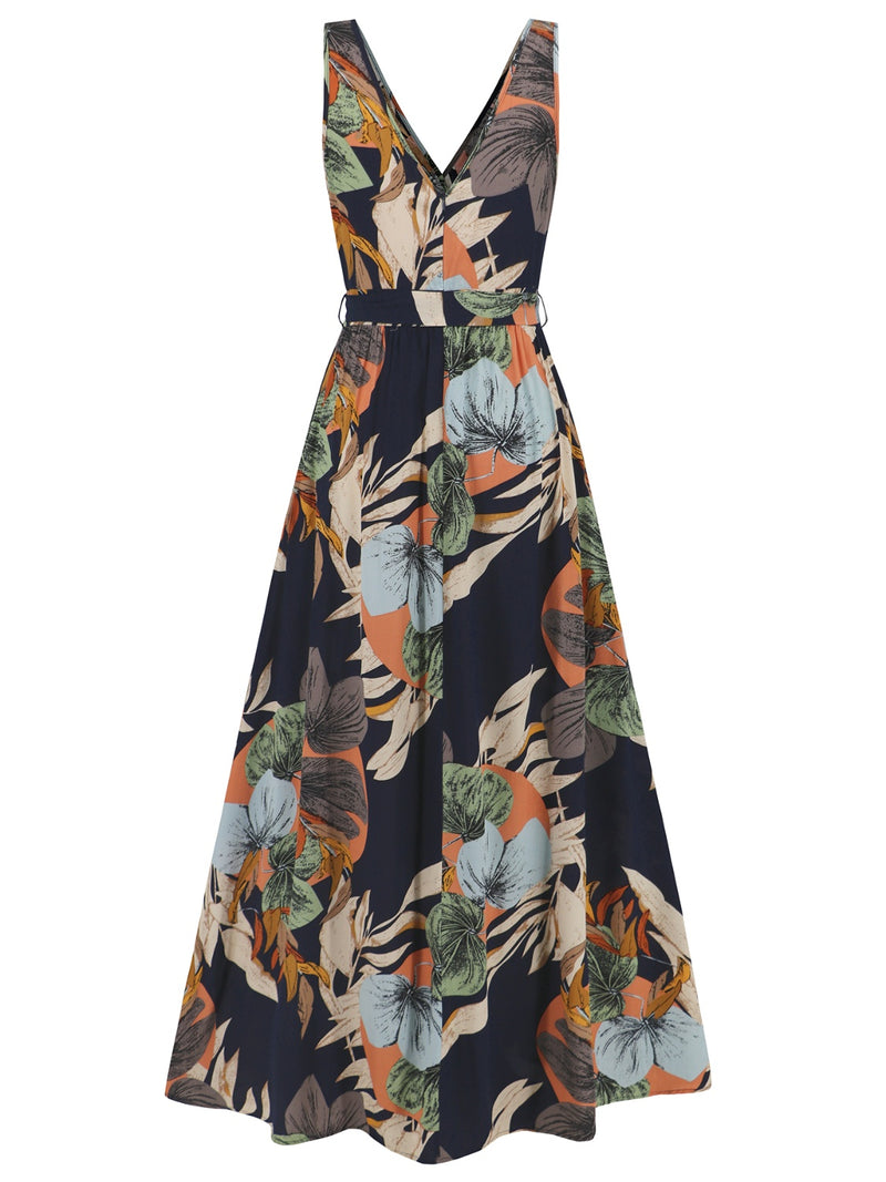 Ariyah Slit Tied Printed Surplice Dress