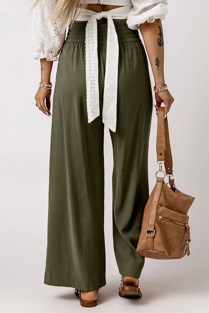 Simone Smocked High Waist Wide Leg Pants