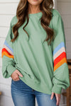 Amiyah Contrast Round Neck Long Sleeve Sweatshirt