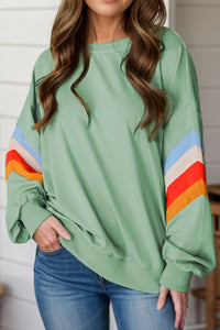 Amiyah Contrast Round Neck Long Sleeve Sweatshirt