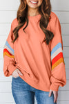 Amiyah Contrast Round Neck Long Sleeve Sweatshirt