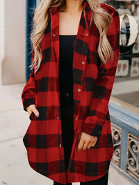 Waverly Plaid Collared Neck Snap Down Long Sleeve Jacket