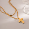 Aliana 18K Gold-Plated Double Layered Cross Necklace