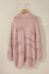 Maeve Openwork Open Front Long Sleeve Cardigan