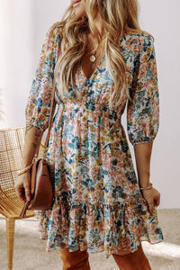 Emerie Printed V-Neck Half Sleeve Dress