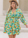 Piper Plus Size Printed Surplice Long Sleeve Mini Dress