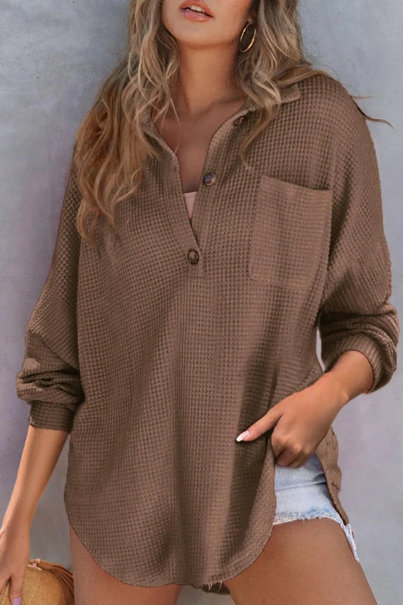 Nalani Half Button Long Sleeve Sweatshirt