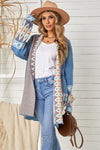 Autumn Geometric Open Front Long Sleeve Cardigan