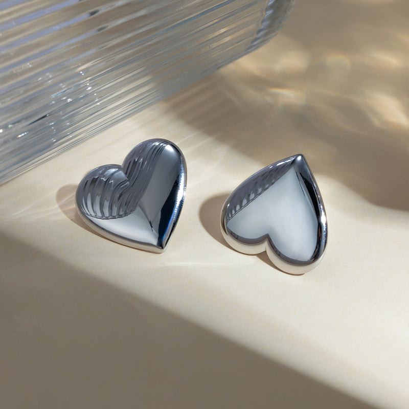 Skyla Stainless Steel Heart Stud Earrings