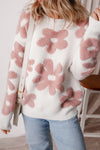 Sophie Flower Round Neck Long Sleeve Knit Top