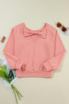 Maeve Bow Round Neck Long Sleeve Sweatshirt