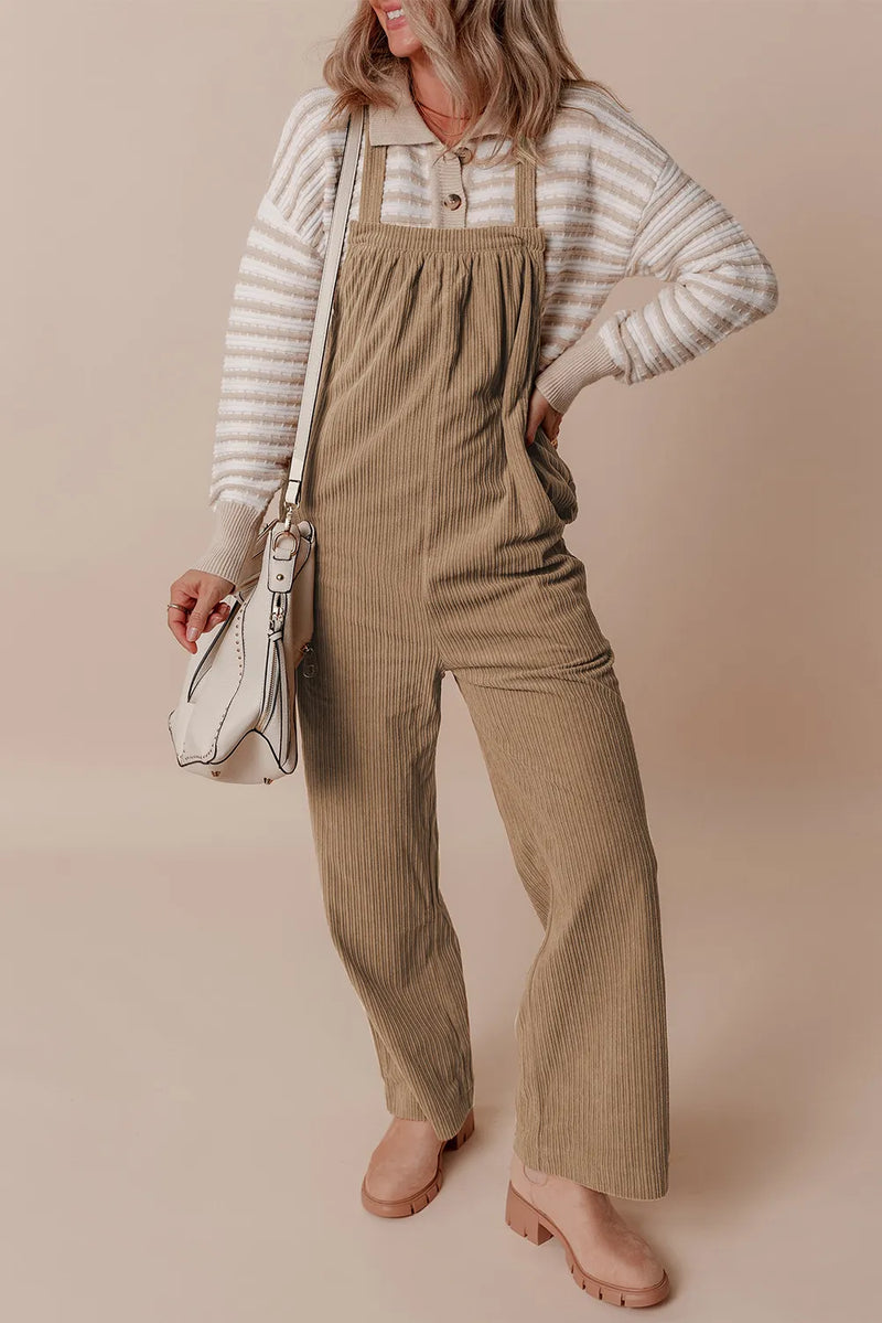 Collins Square Neck Wide Strap Overalls