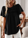 Callie Lace Detail Round Neck Short Sleeve Blouse