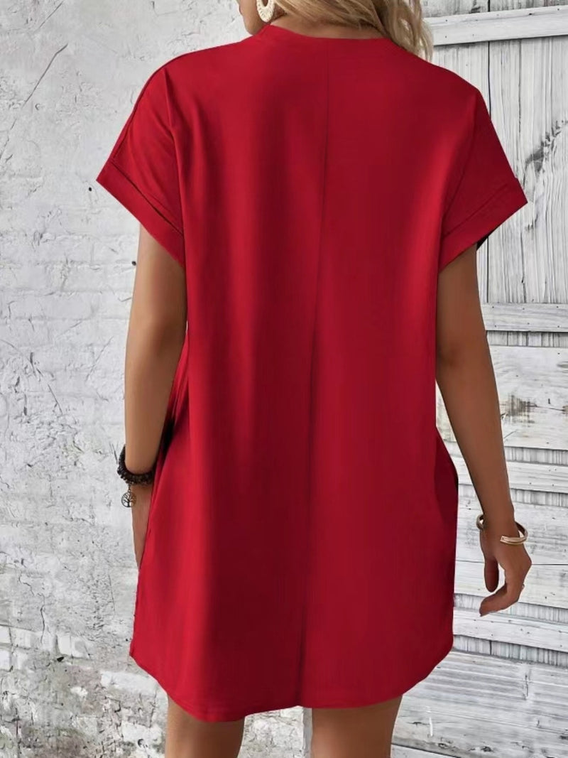 Evelynn Pocketed Round Neck Short Sleeve Dress