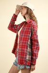 Mara Contrast Plaid Raw Detail Shirt