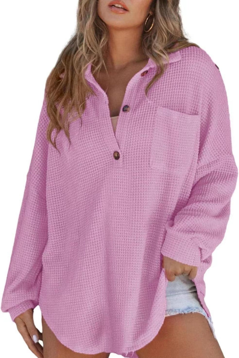 Nalani Half Button Long Sleeve Sweatshirt