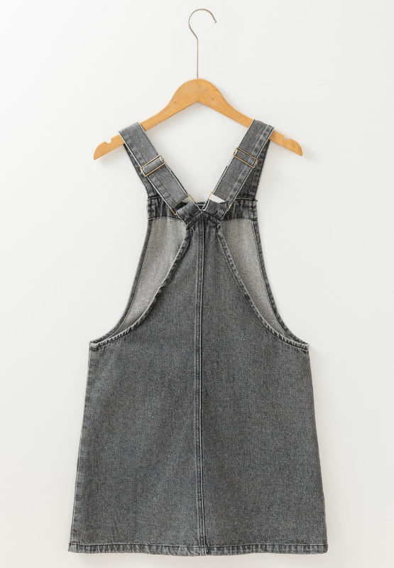 Amelia Wide Strap Button Down Denim Overall Dress